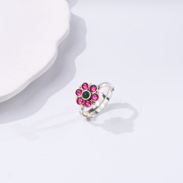 Pink Flower Ring | 92.5 Sterling Silver