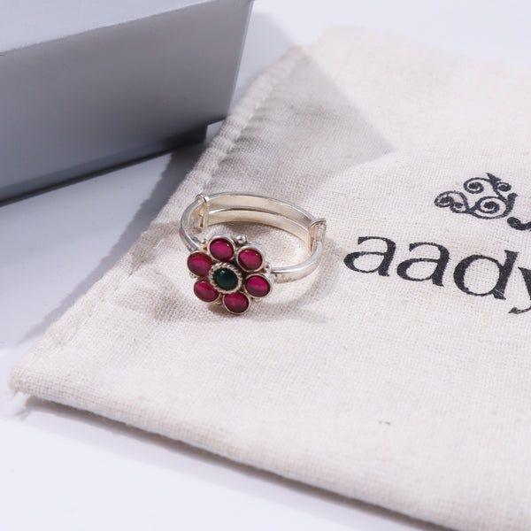 Pink Flower Ring | 92.5 Sterling Silver