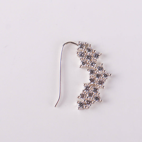 Silver CZ Nath earring on white background