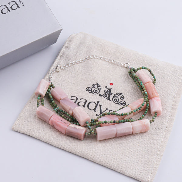 Micro Firoza & Pink Opal Silver Bracelet (Project Handmade)