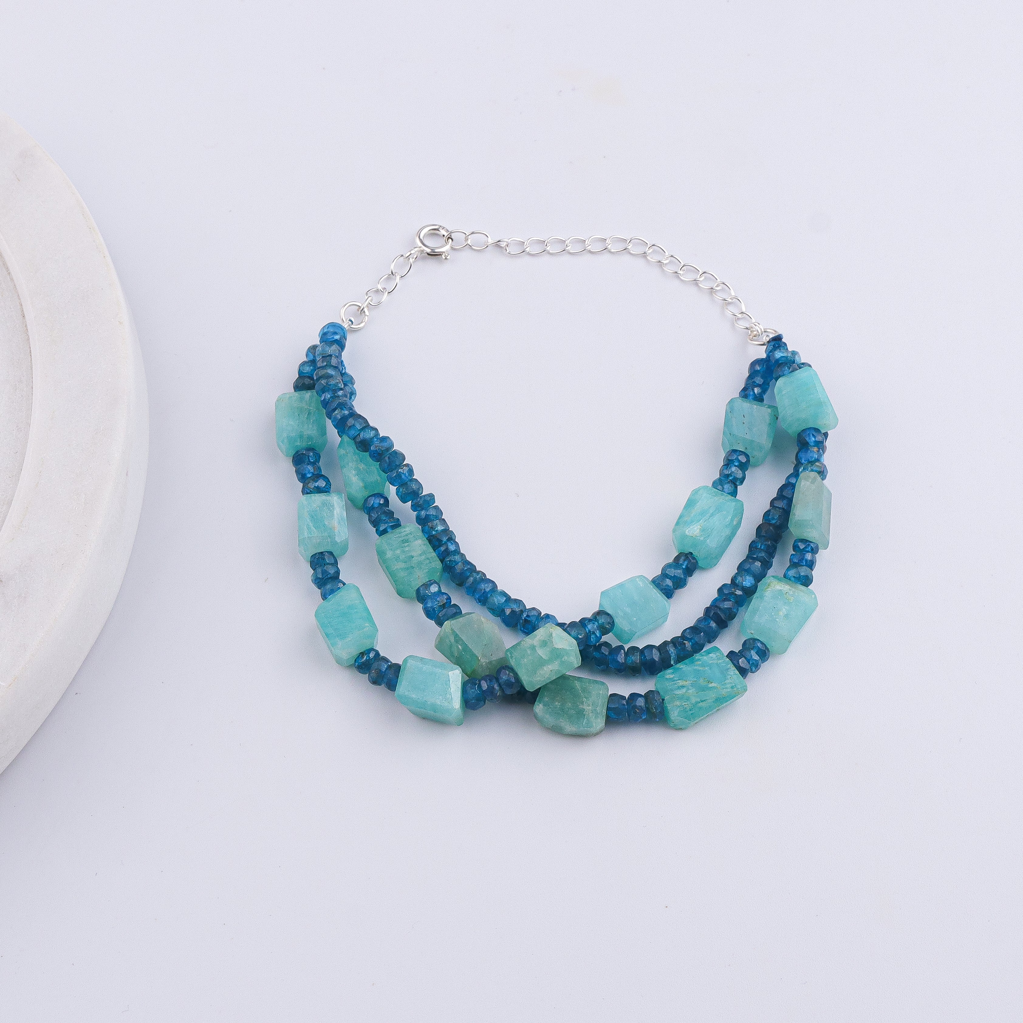 Rhodolite & Amazonite Silver Bracelet (Project Handmade)