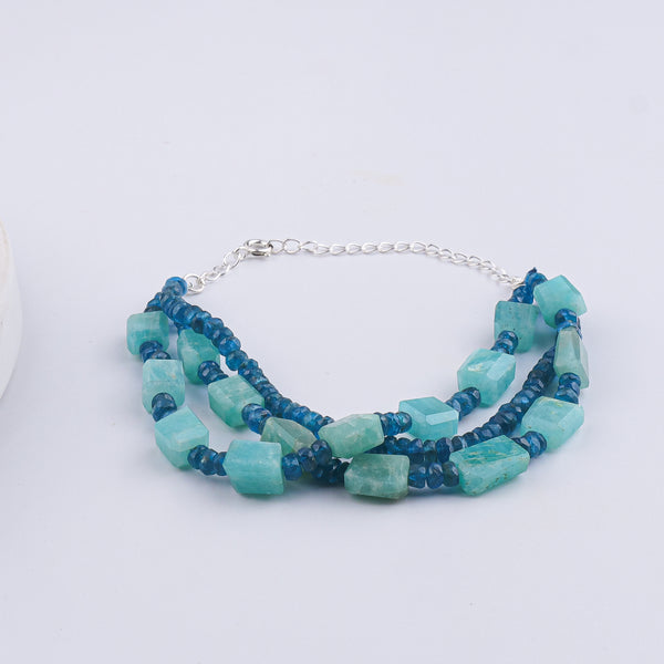 Rhodolite & Amazonite Silver Bracelet (Project Handmade)