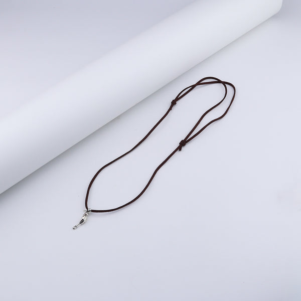 Unisex Silver Hornbill necklace with suede cord