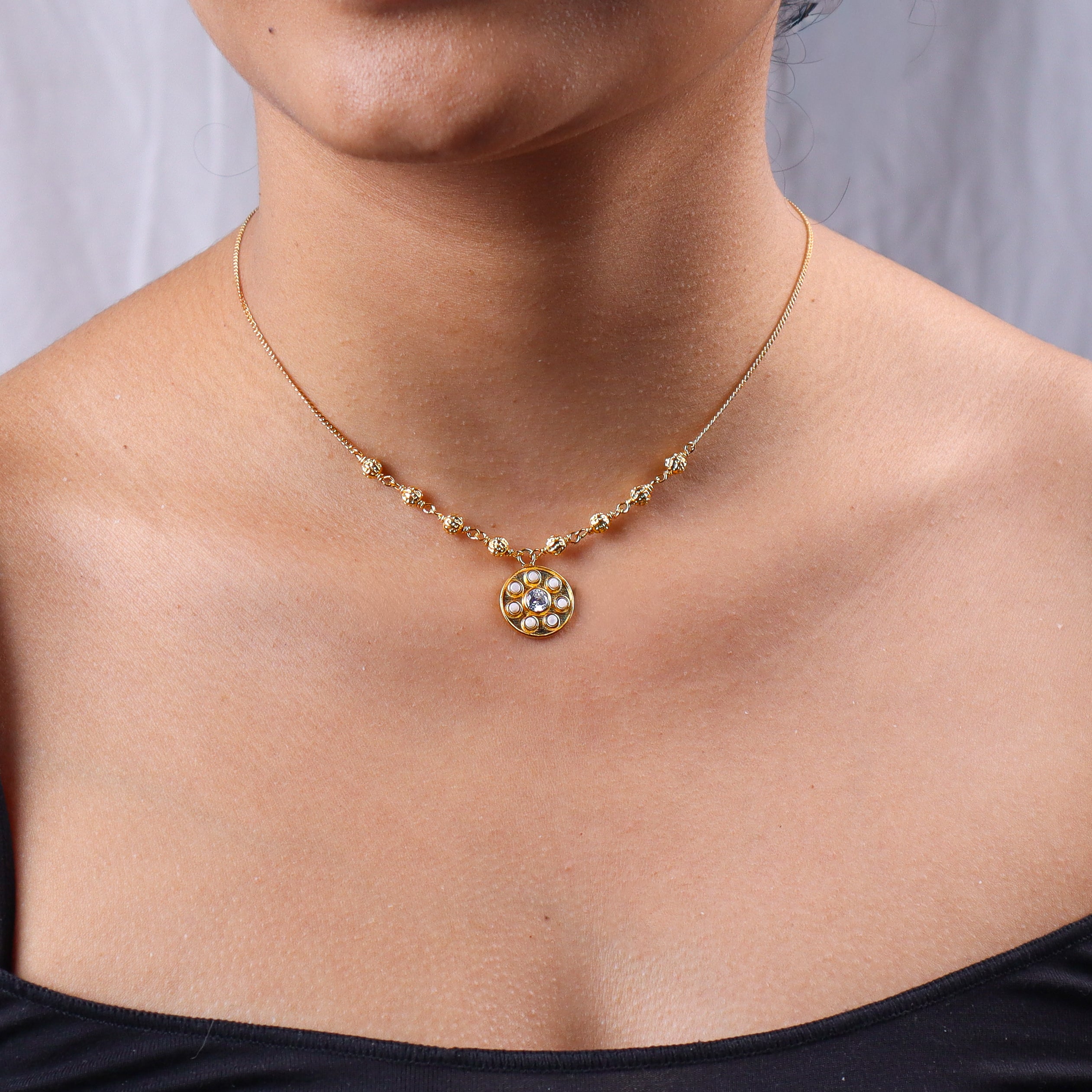 Moha Maya Beads Necklace with Pearls | 22K Gold-Plated