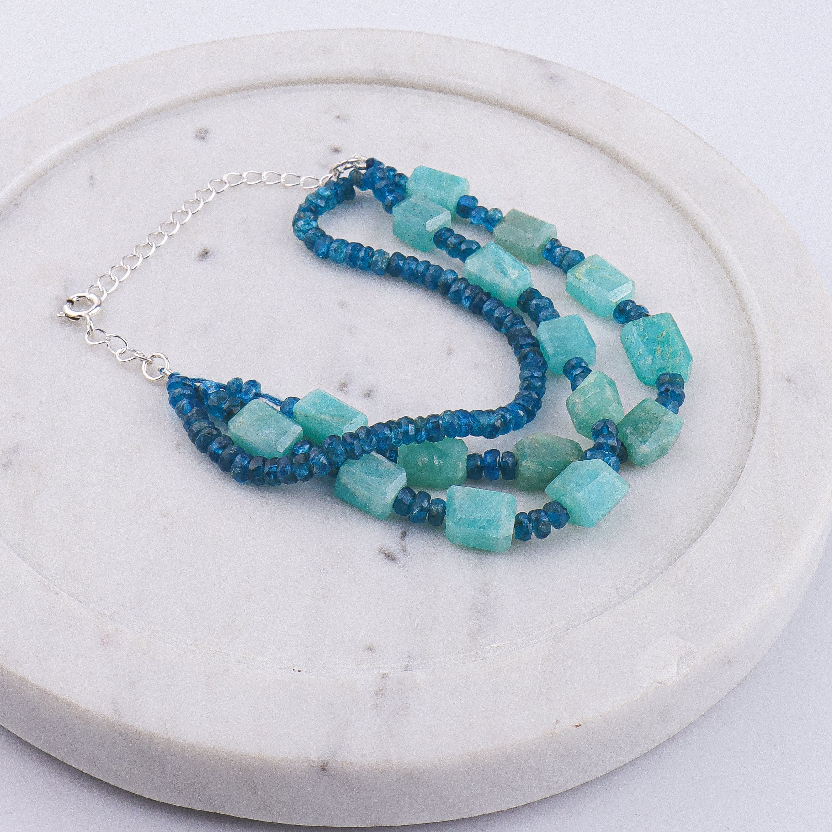 Rhodolite & Amazonite Silver Bracelet (Project Handmade)
