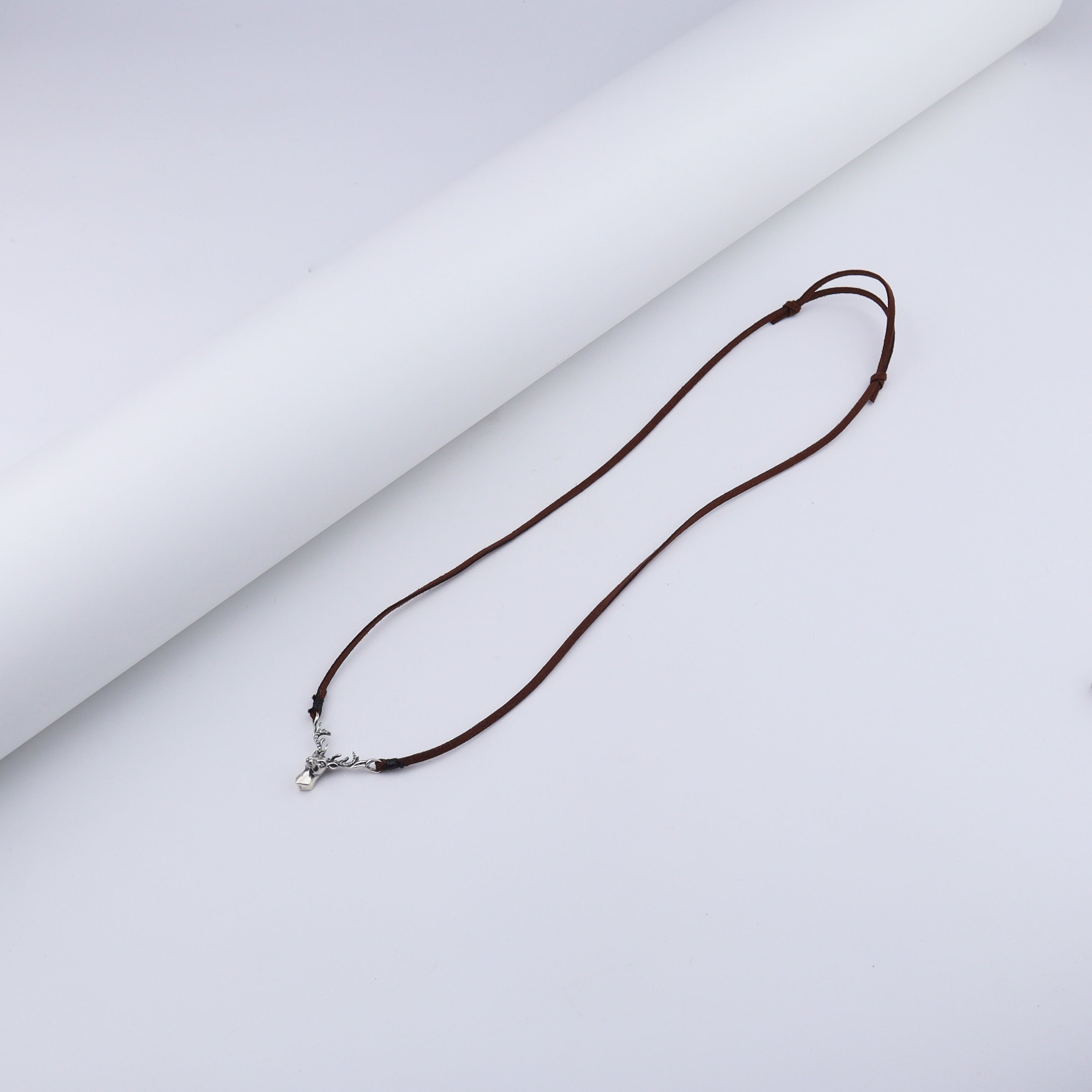 Silver Deer pendant with Suede cord (Unisex)