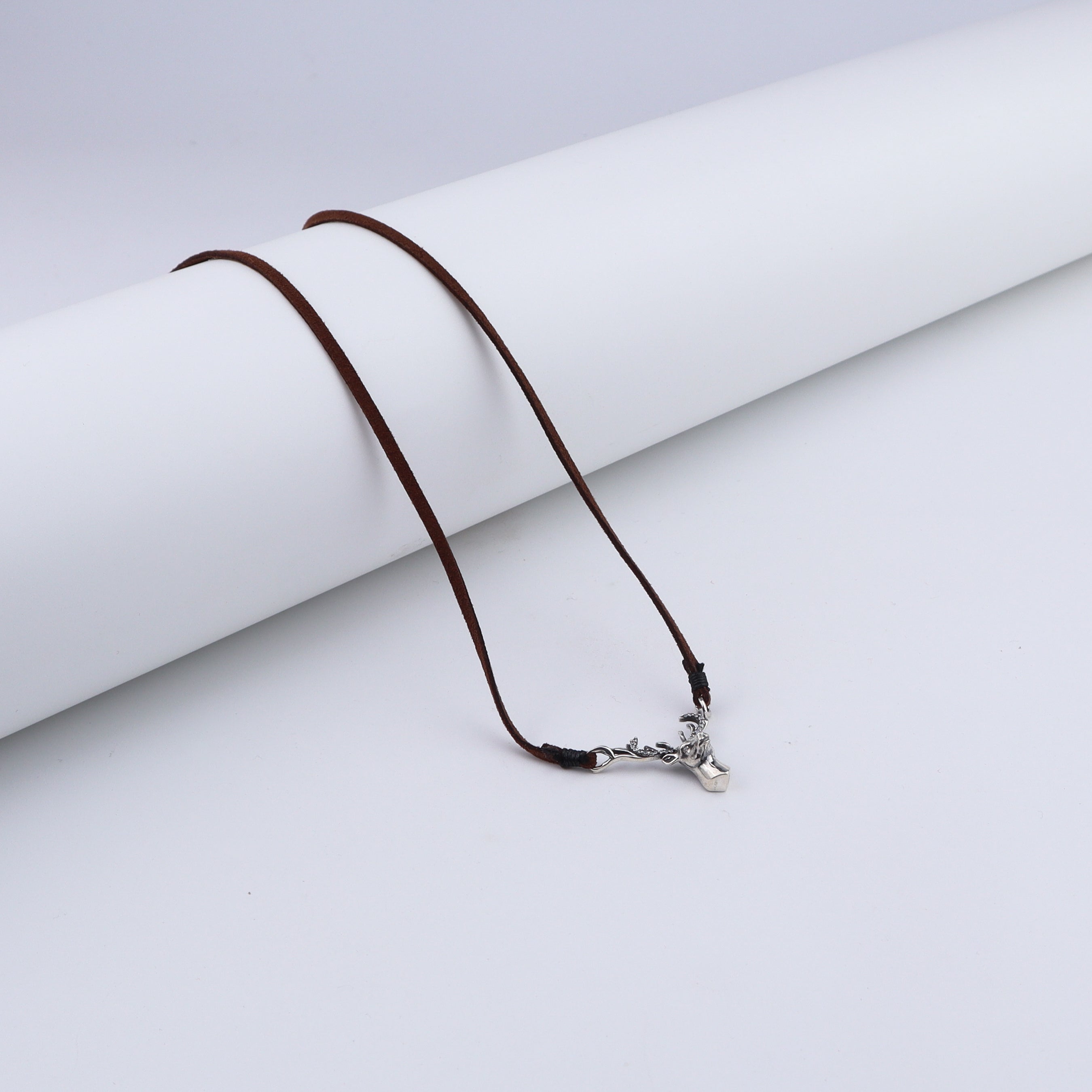 Silver Deer pendant with Suede cord (Unisex)