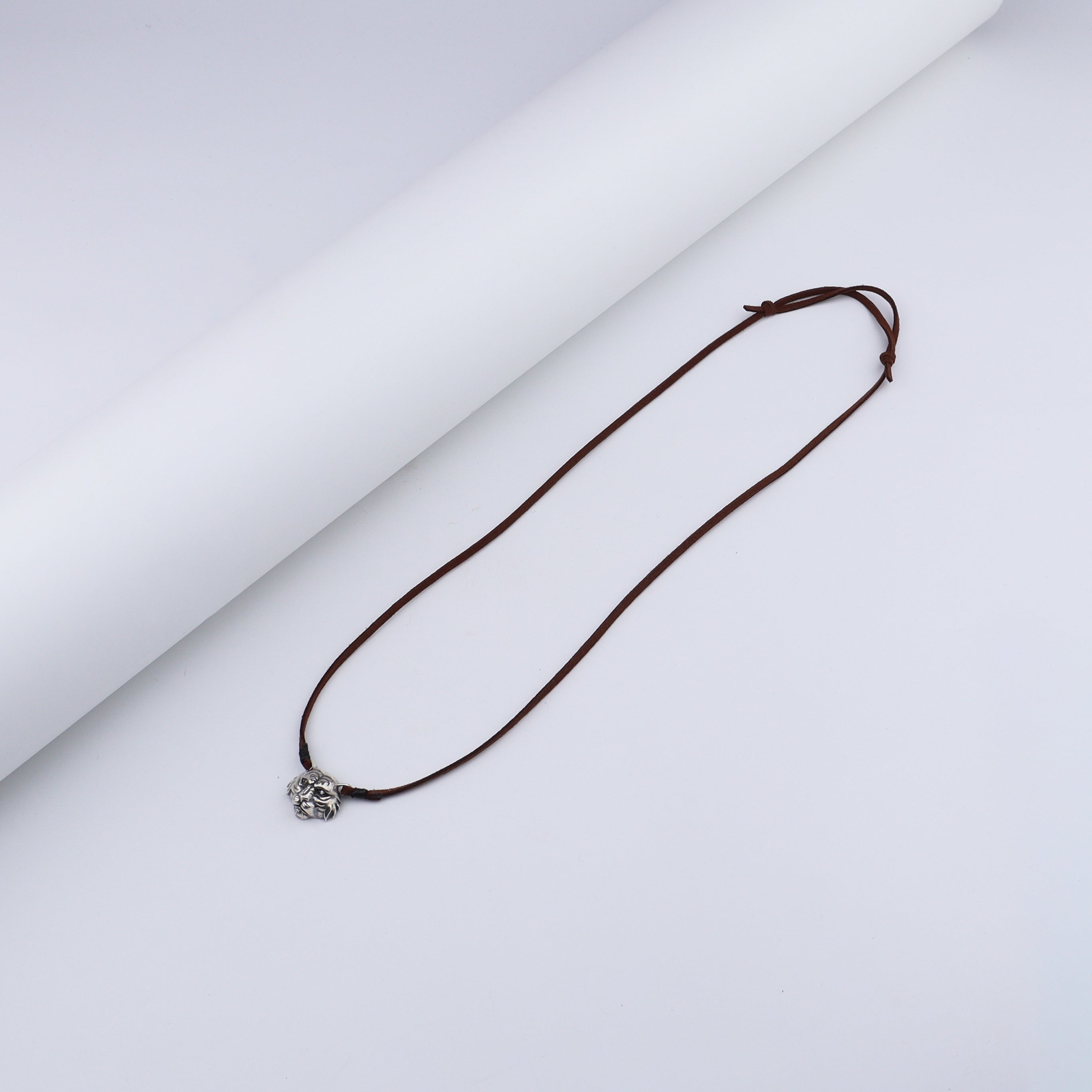 Silver Tiger pendant with Suede cord (Unisex)