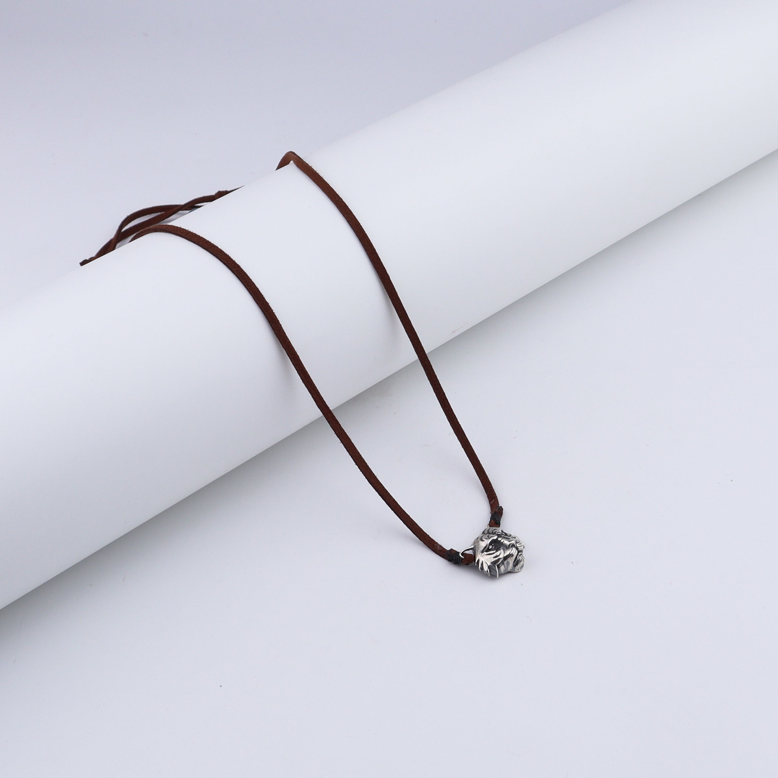 Silver Tiger pendant with Suede cord (Unisex)