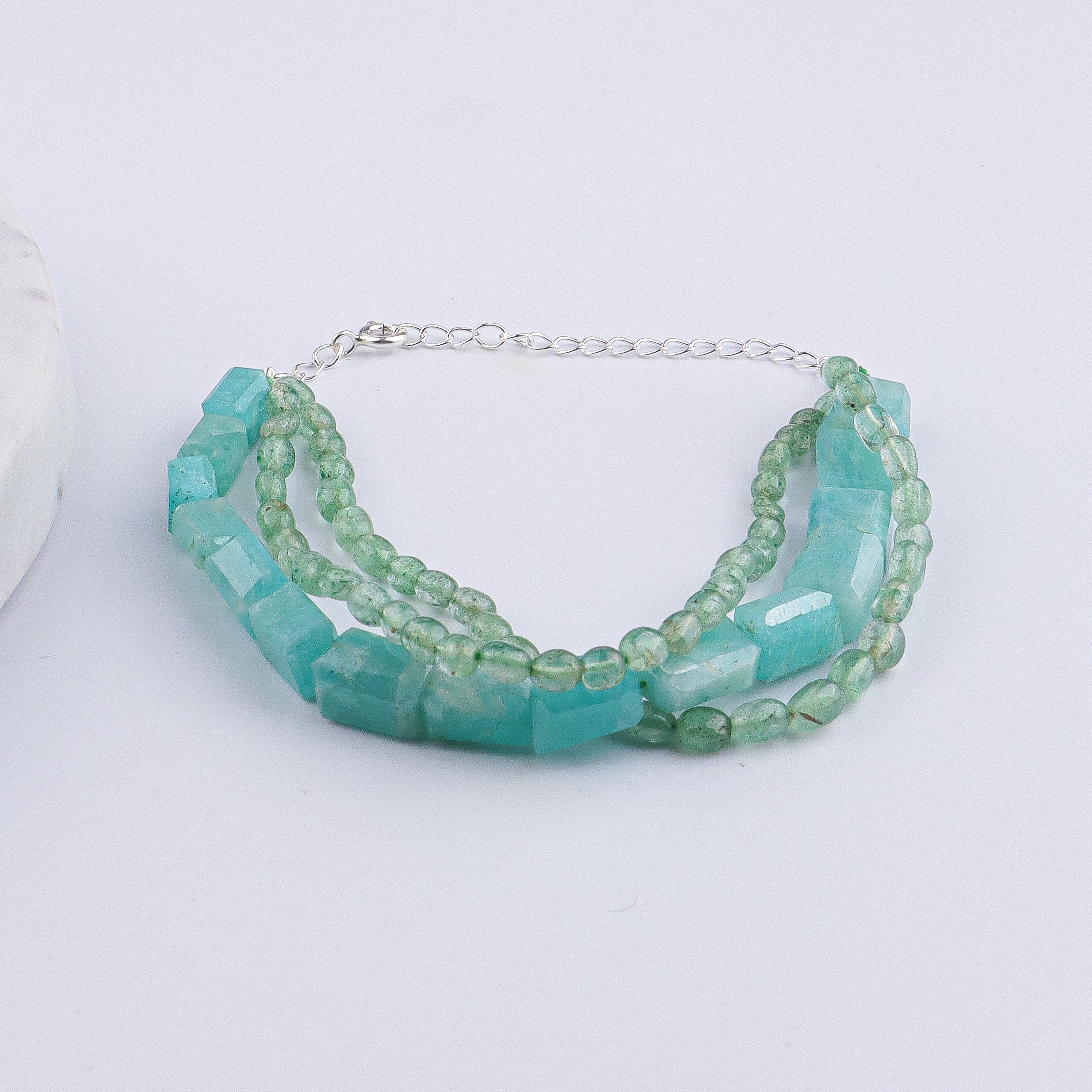 Russian Quartz & Amazonite Silver Bracelet (Project Handmade)