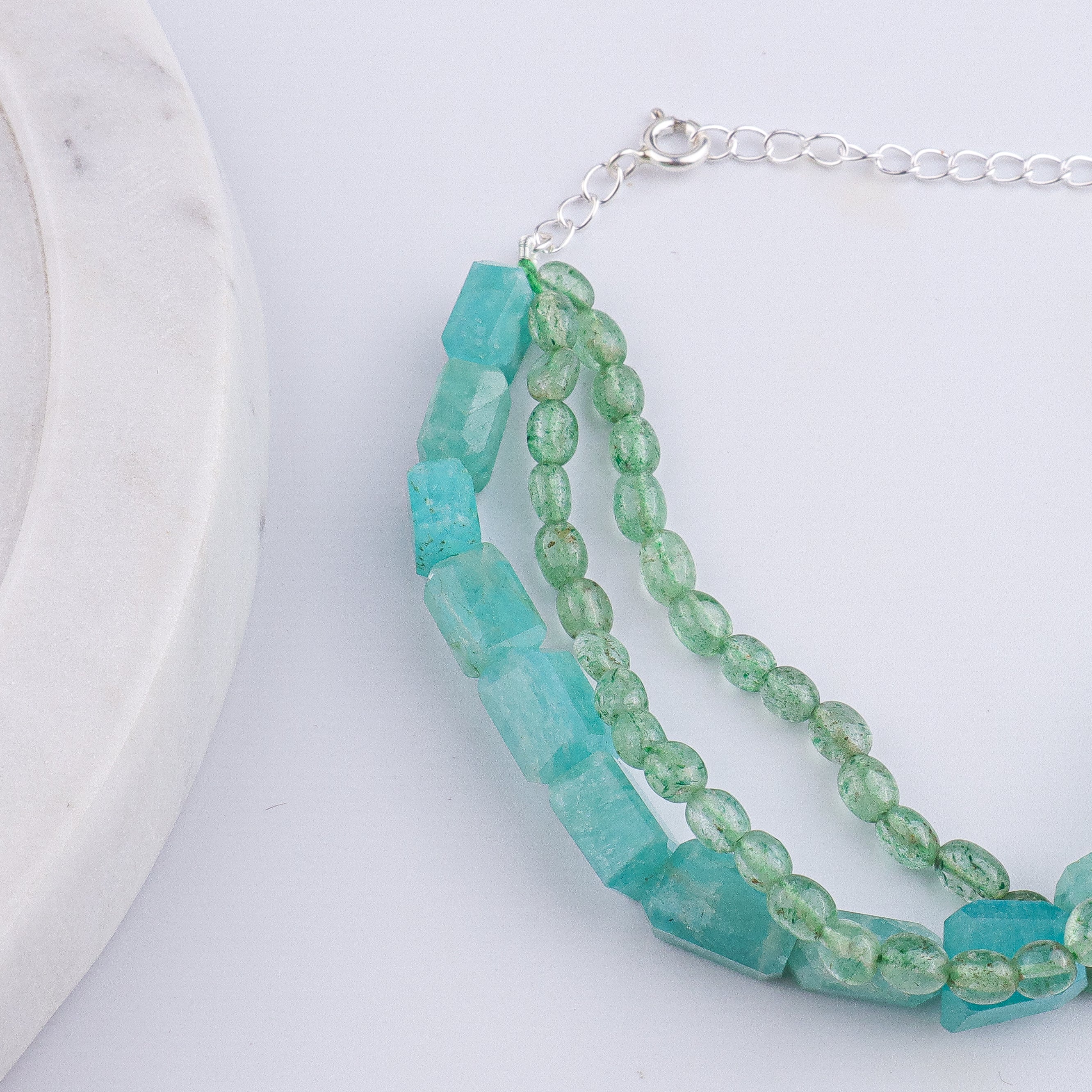 Russian Quartz & Amazonite Silver Bracelet (Project Handmade)
