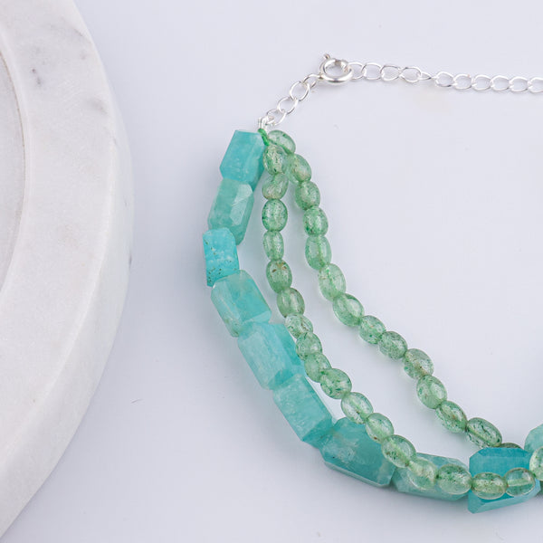 Russian Quartz & Amazonite Silver Bracelet (Project Handmade)