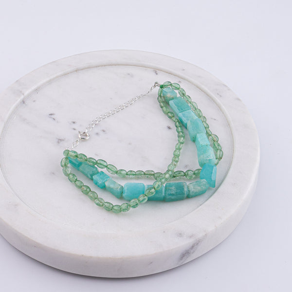 Russian Quartz & Amazonite Silver Bracelet (Project Handmade)