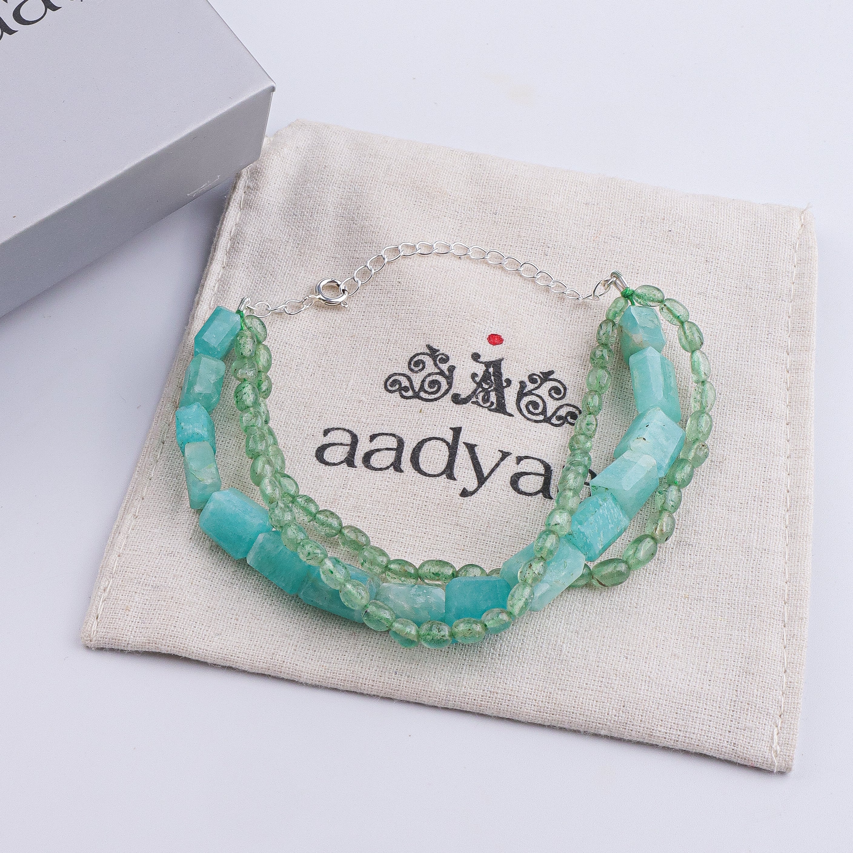 Russian Quartz & Amazonite Silver Bracelet (Project Handmade)