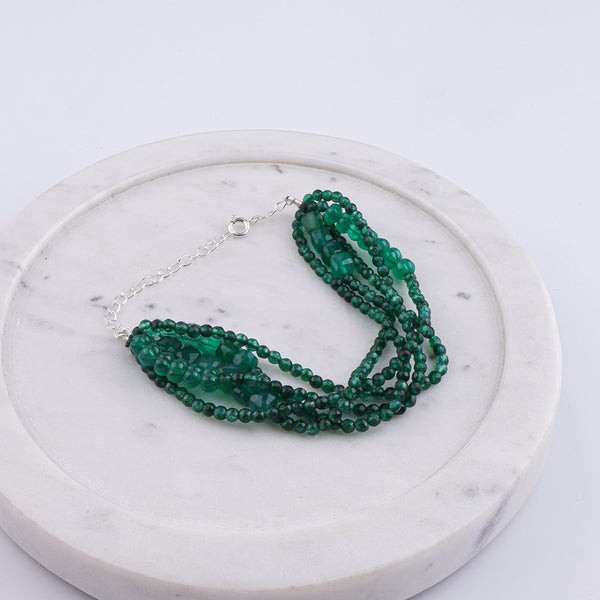 Green Onyx & Green Jade Silver Bracelet (Project Handmade)
