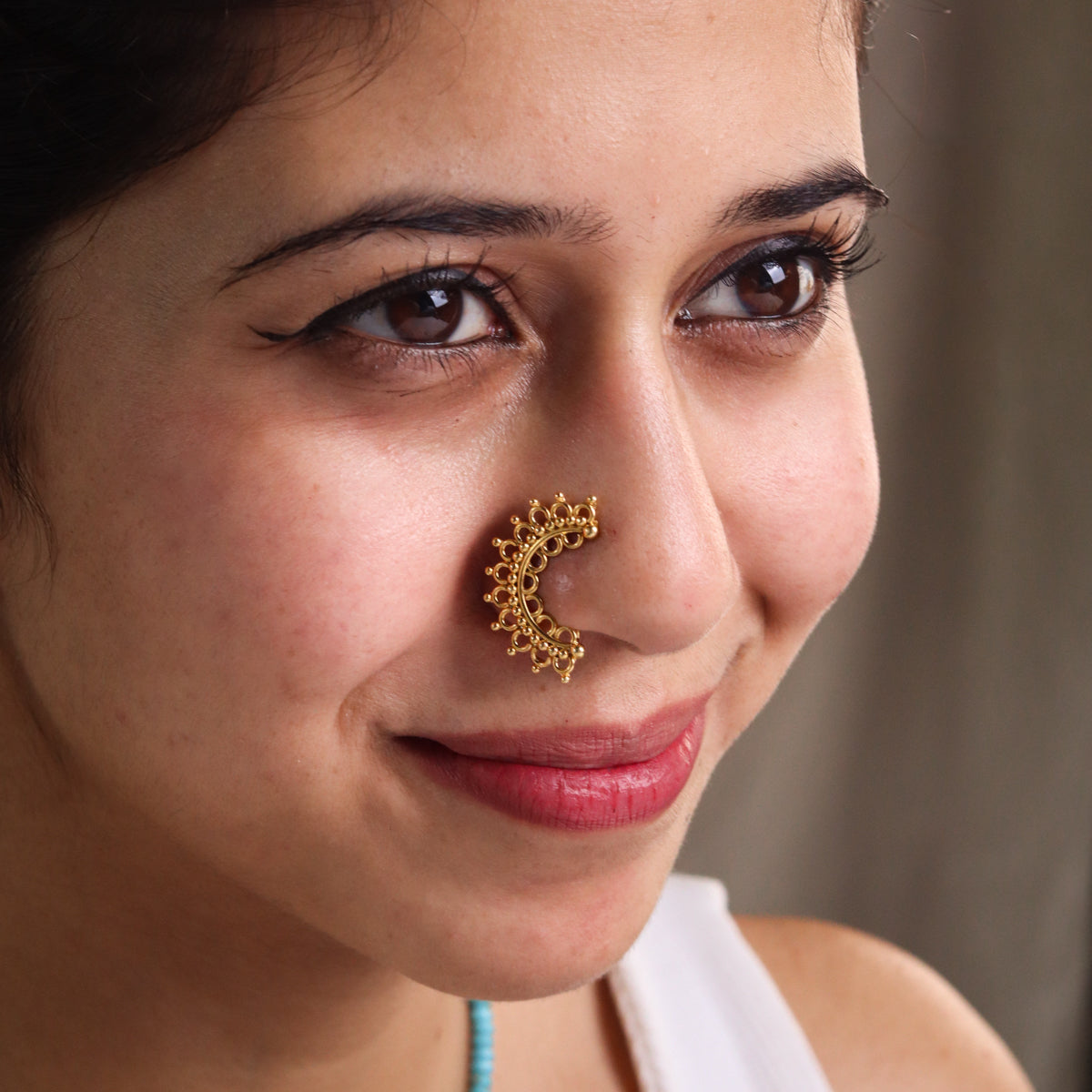 Silver Filigree Nath (Right, Clip on) |  92.5 Silver | 22K Gold Plated