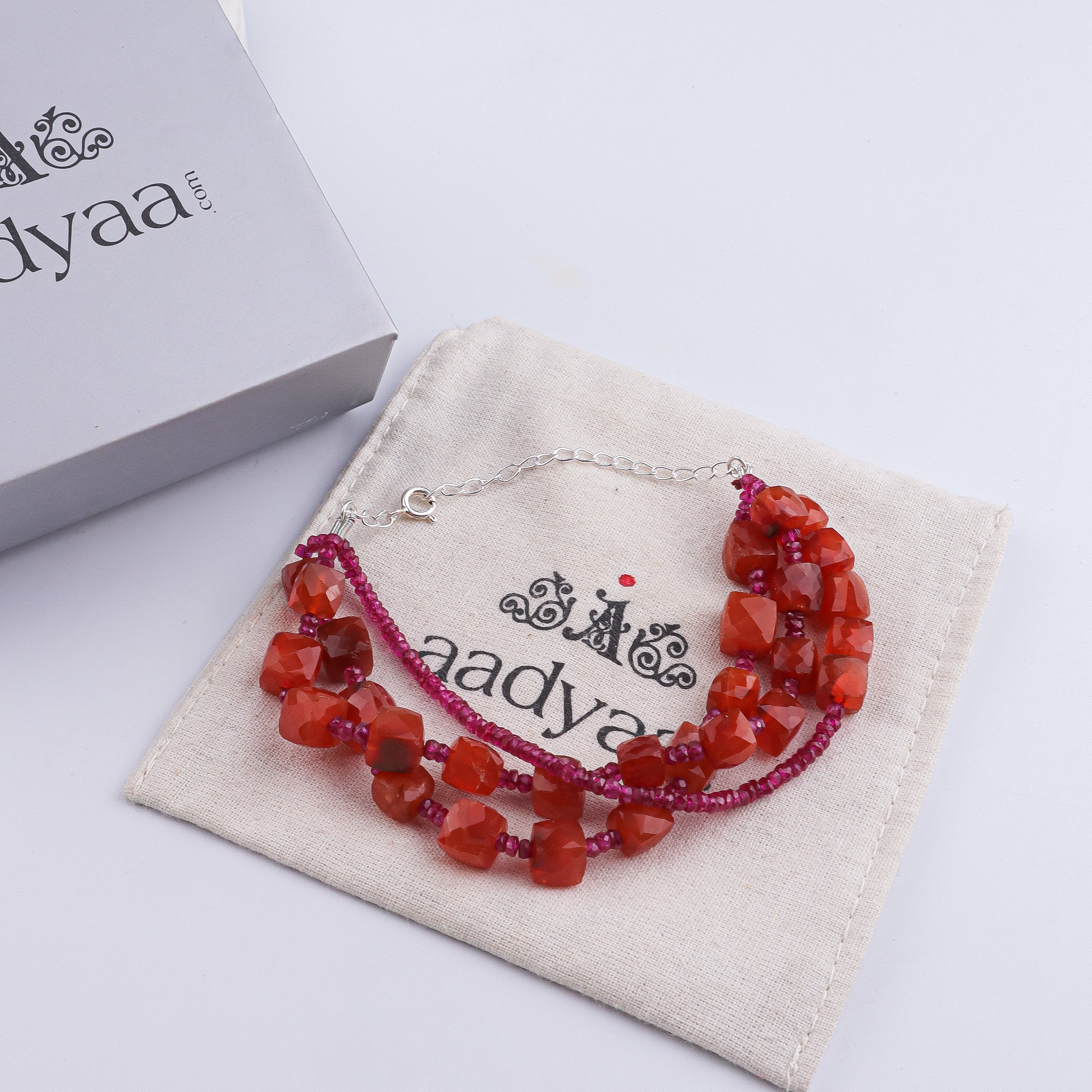 Ruby & Carnelian Silver Bracelet (Project Handmade)