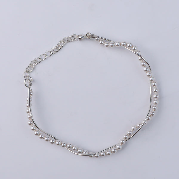 Pearl Wave Sterling Silver Bracelet with pearls