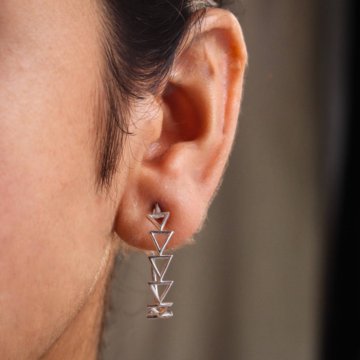 Filigree Silver Hoops (Triangle)