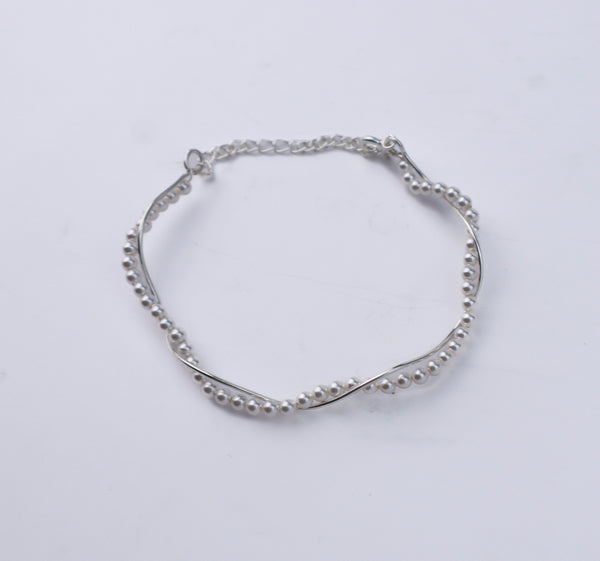 Pearl Wave Bracelet in sterling silver with pearl accents