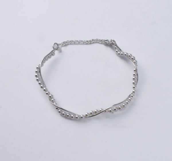 Pearl Wave Bracelet in sterling silver with pearl accents
