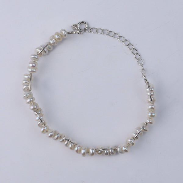 Pearl Twisted Bracelet with Sterling Silver chain and clasp