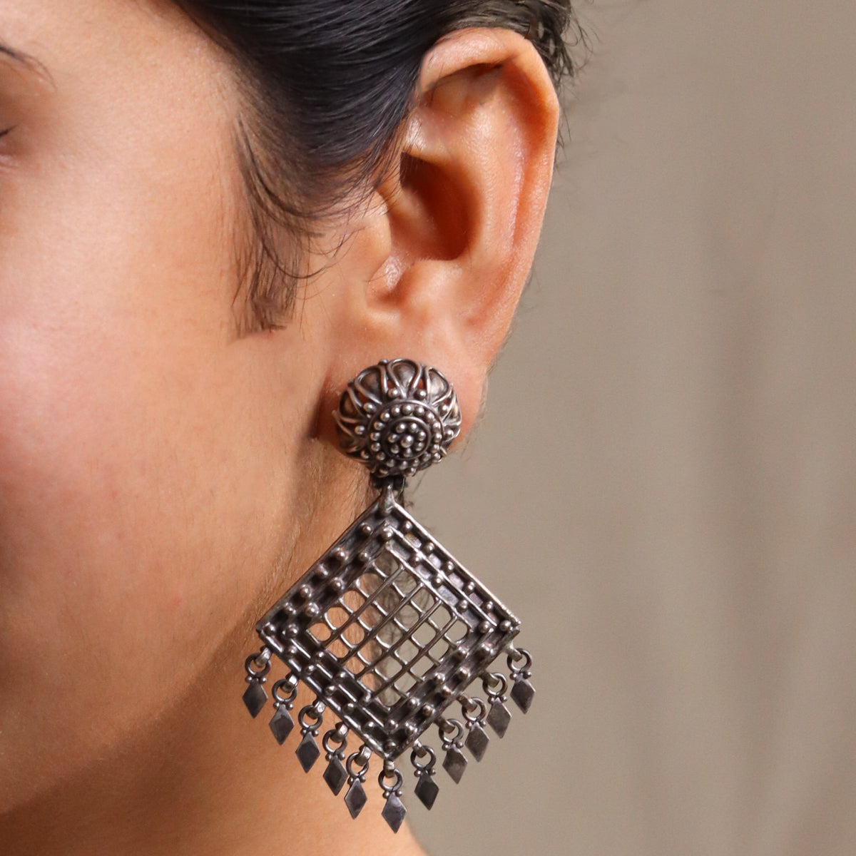 Silver Statement Diamond Earring