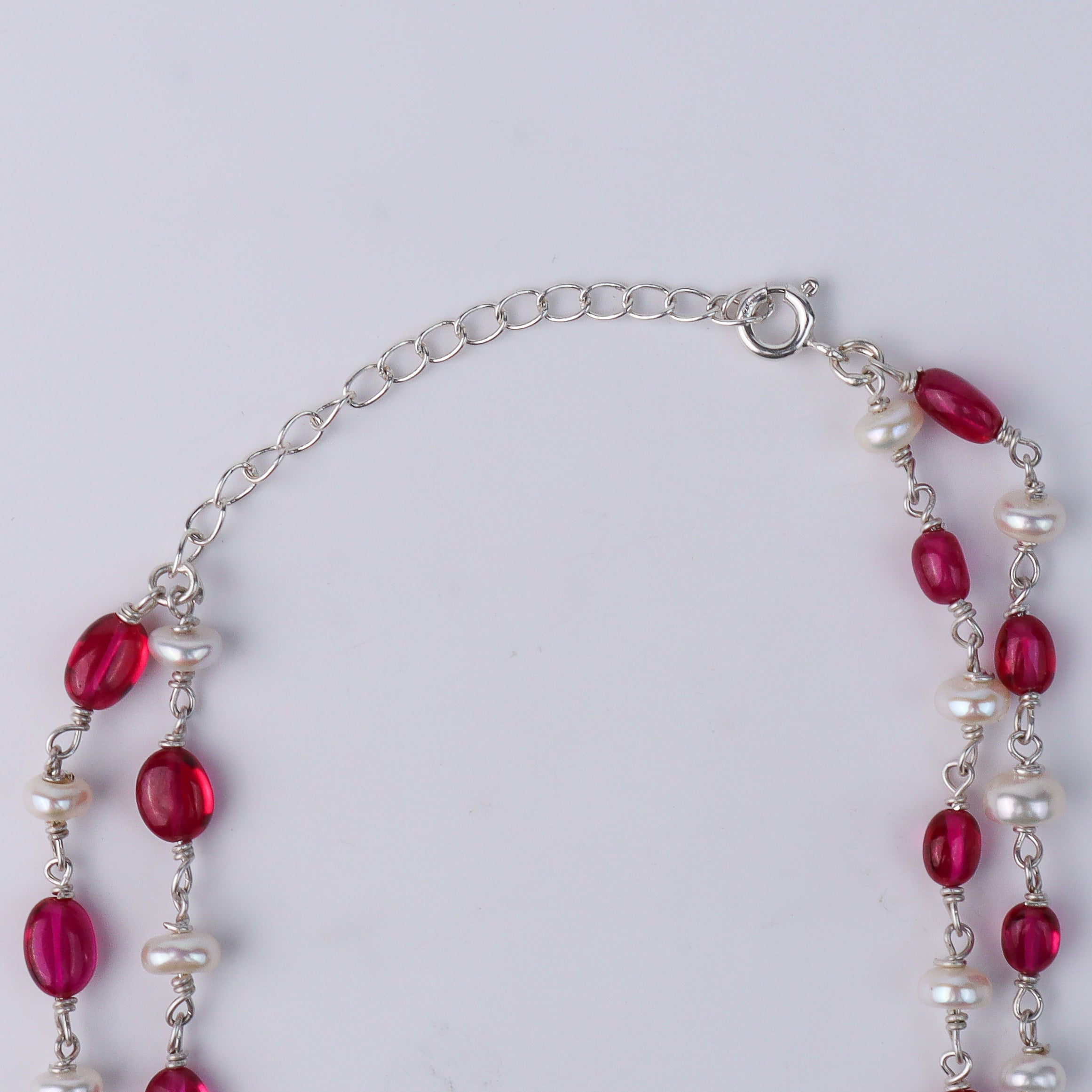 Double Layer Ruby and Pearl Necklace