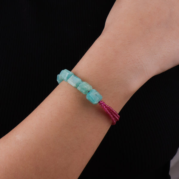 Amazonite & Ruby Silver Bracelet (Project Handmade)