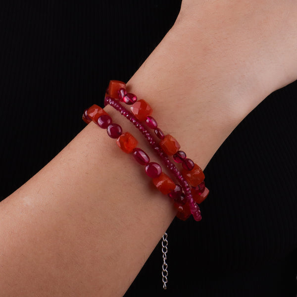 Ruby & Carnelian Silver Bracelet (Project Handmade)