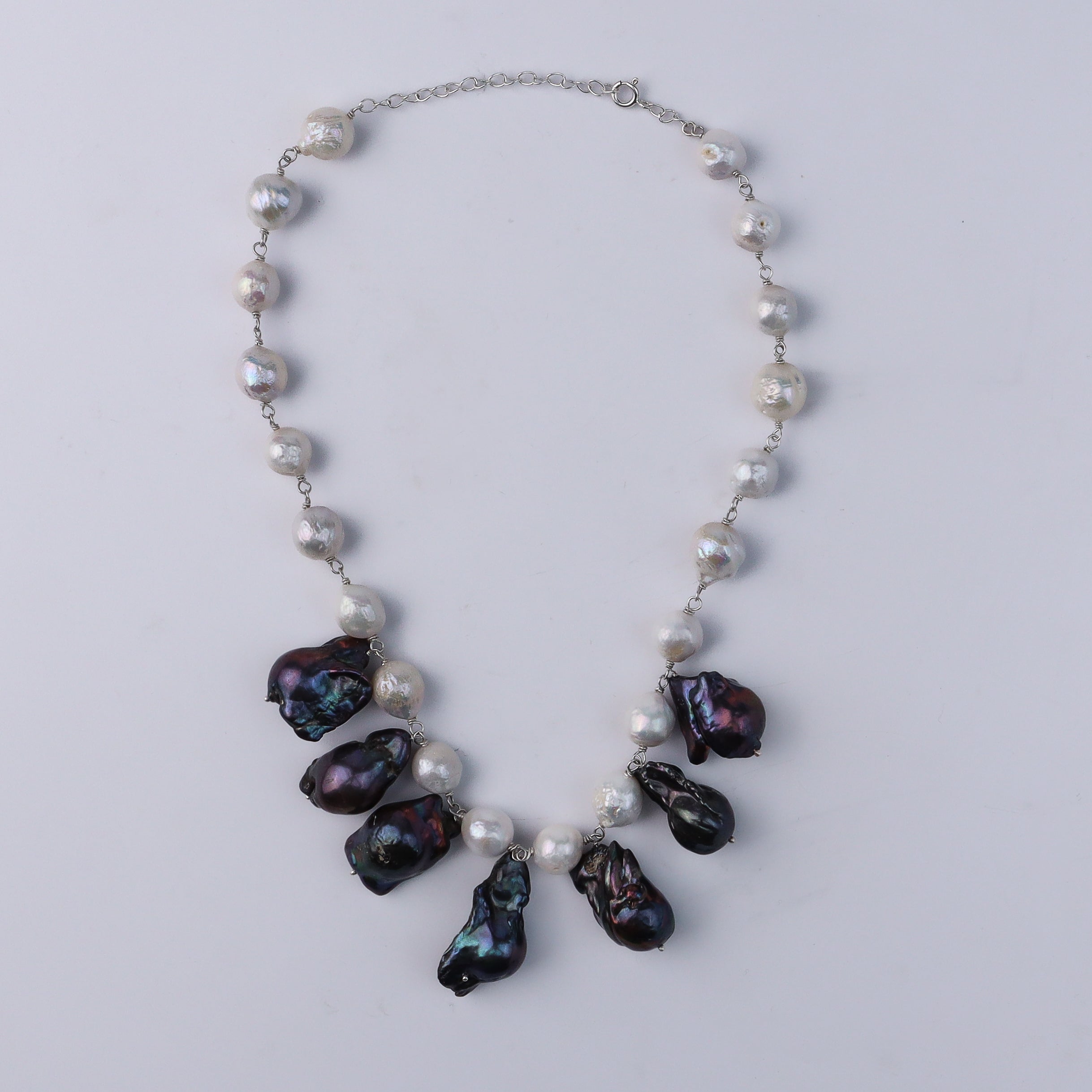 Pearl Flow Necklace with Baroque Pearls & Fresh Water Pearls