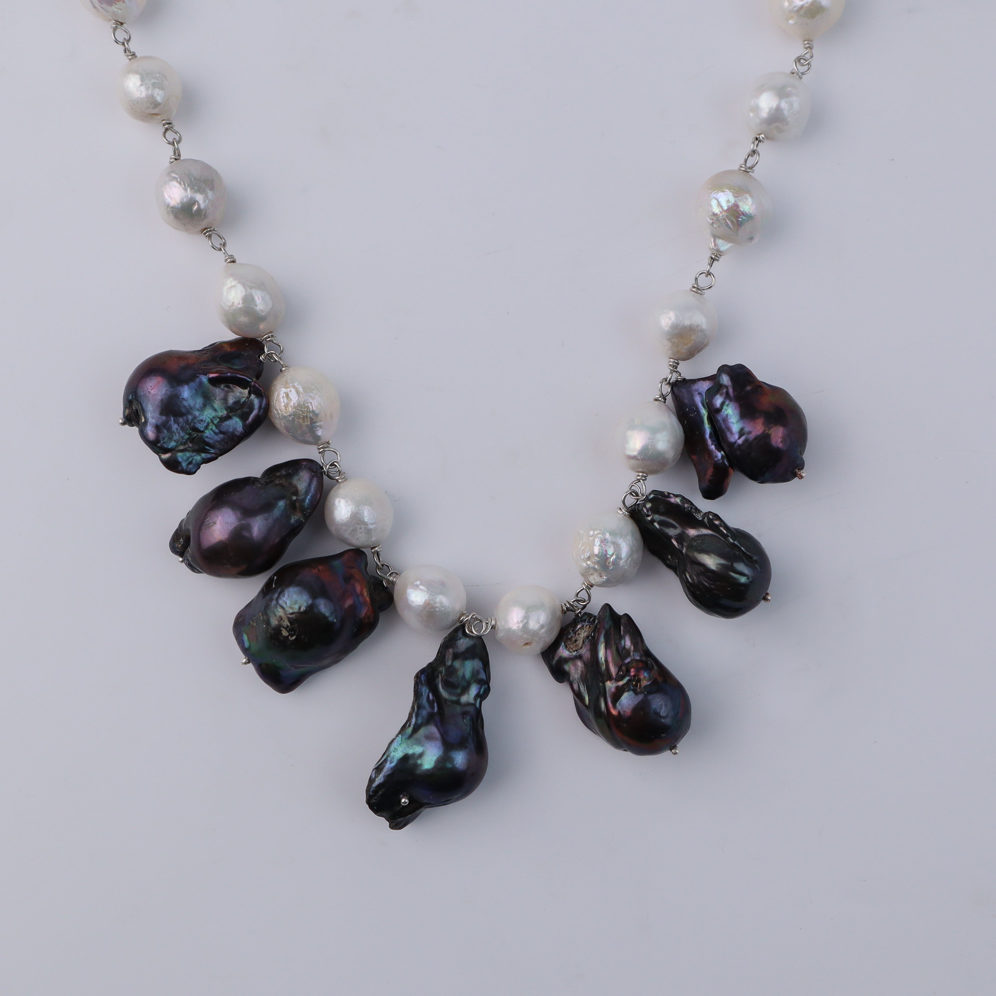 Pearl Flow Necklace with Baroque Pearls & Fresh Water Pearls