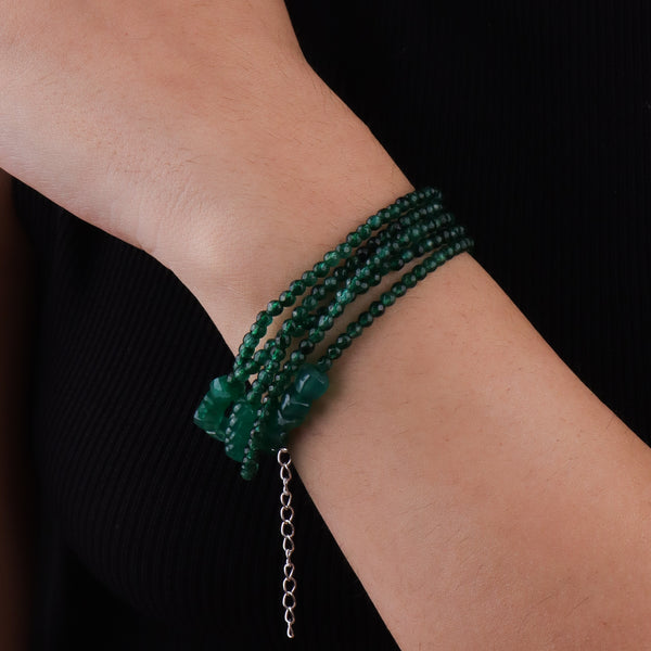 Green Onyx & Green Jade Silver Bracelet (Project Handmade)