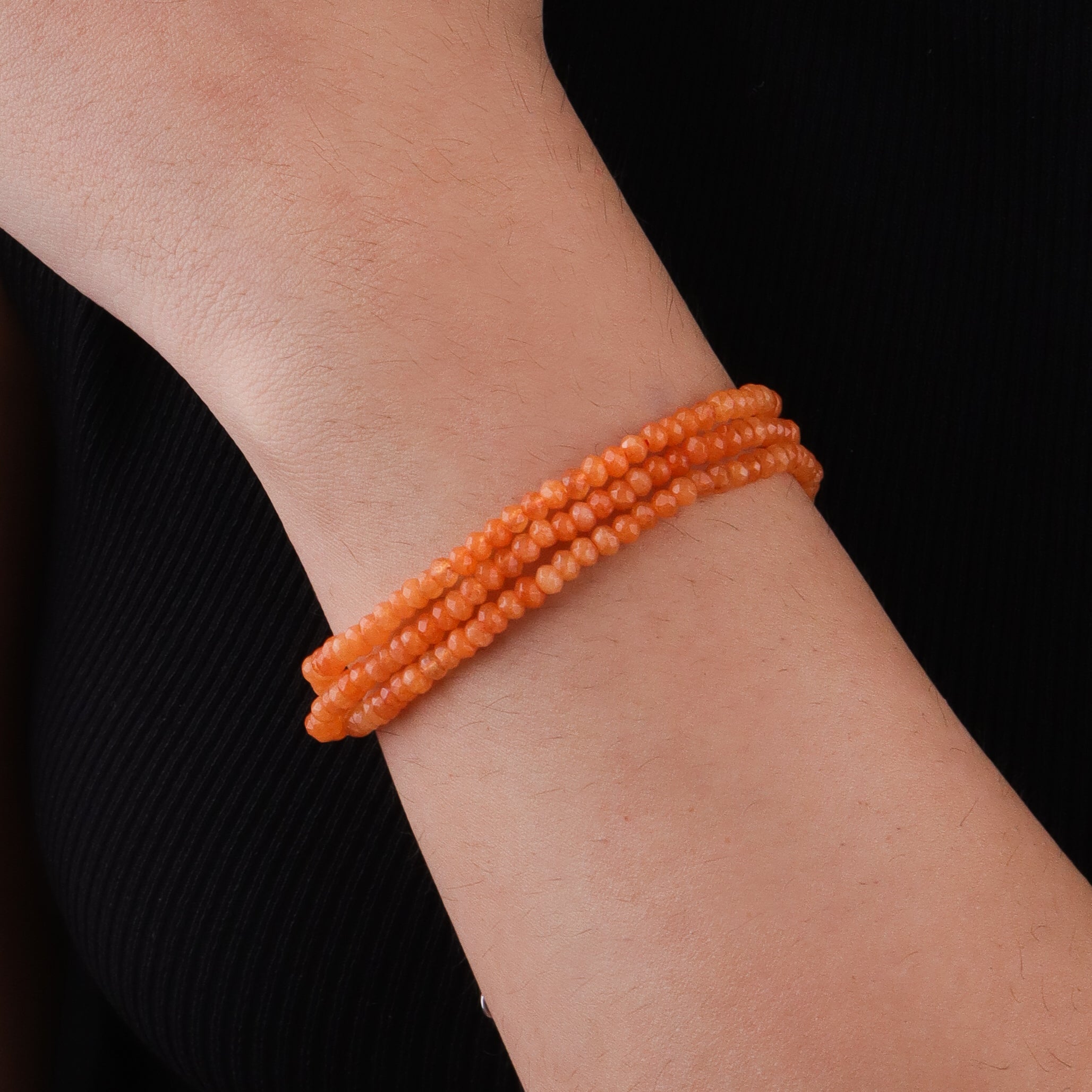 Orange Jade Silver Bracelet (Project Handmade)