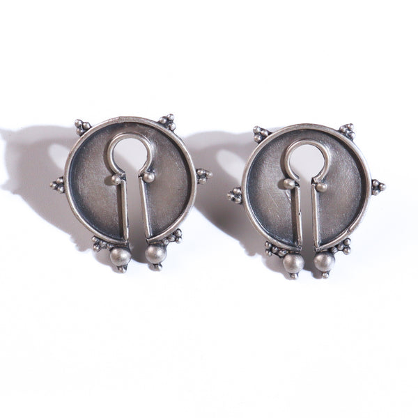 Oxidized Tribal Earring: Small