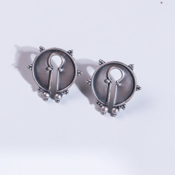 Oxidized Tribal Earring: Small