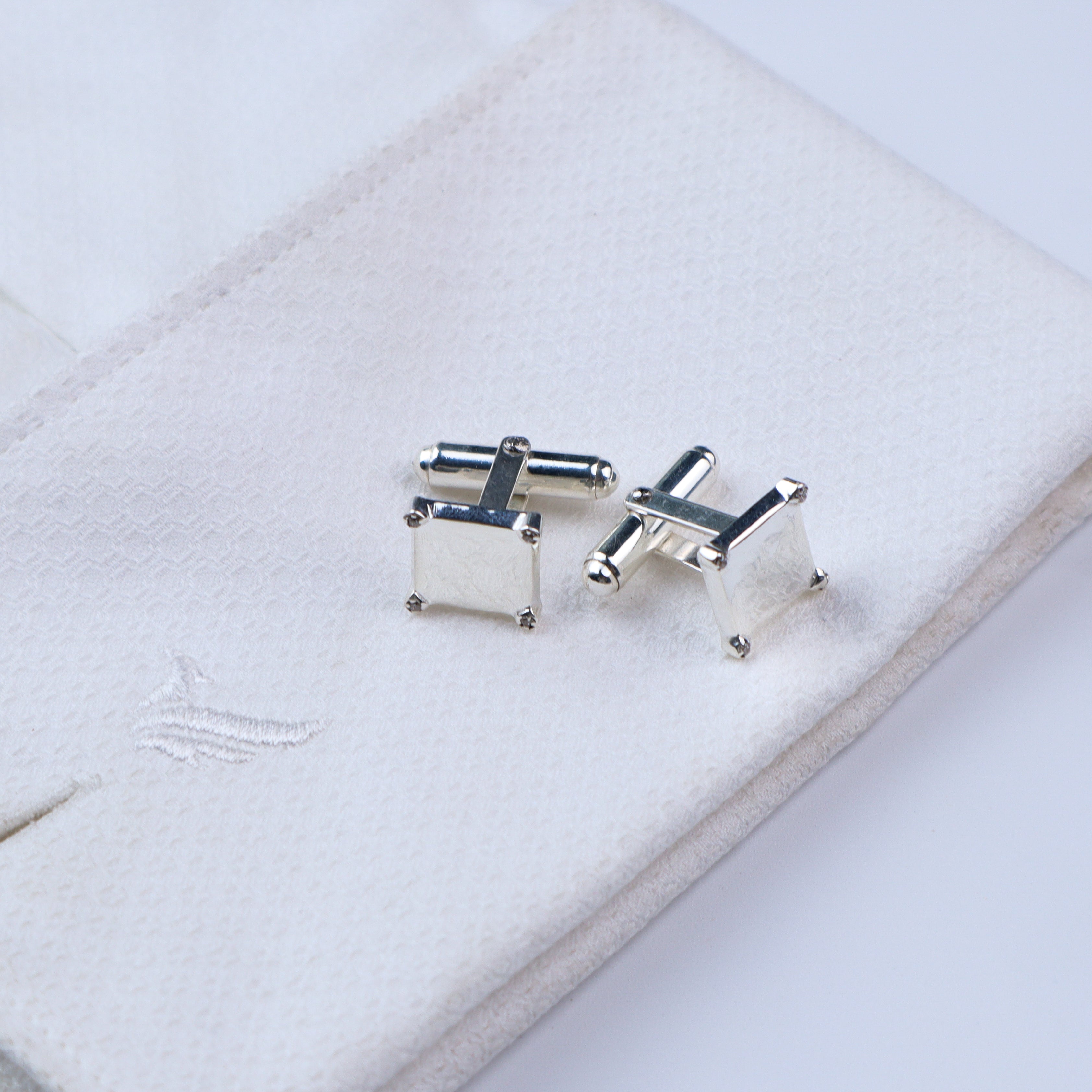 Silver CZ Square Cufflinks | 92.5 Silver