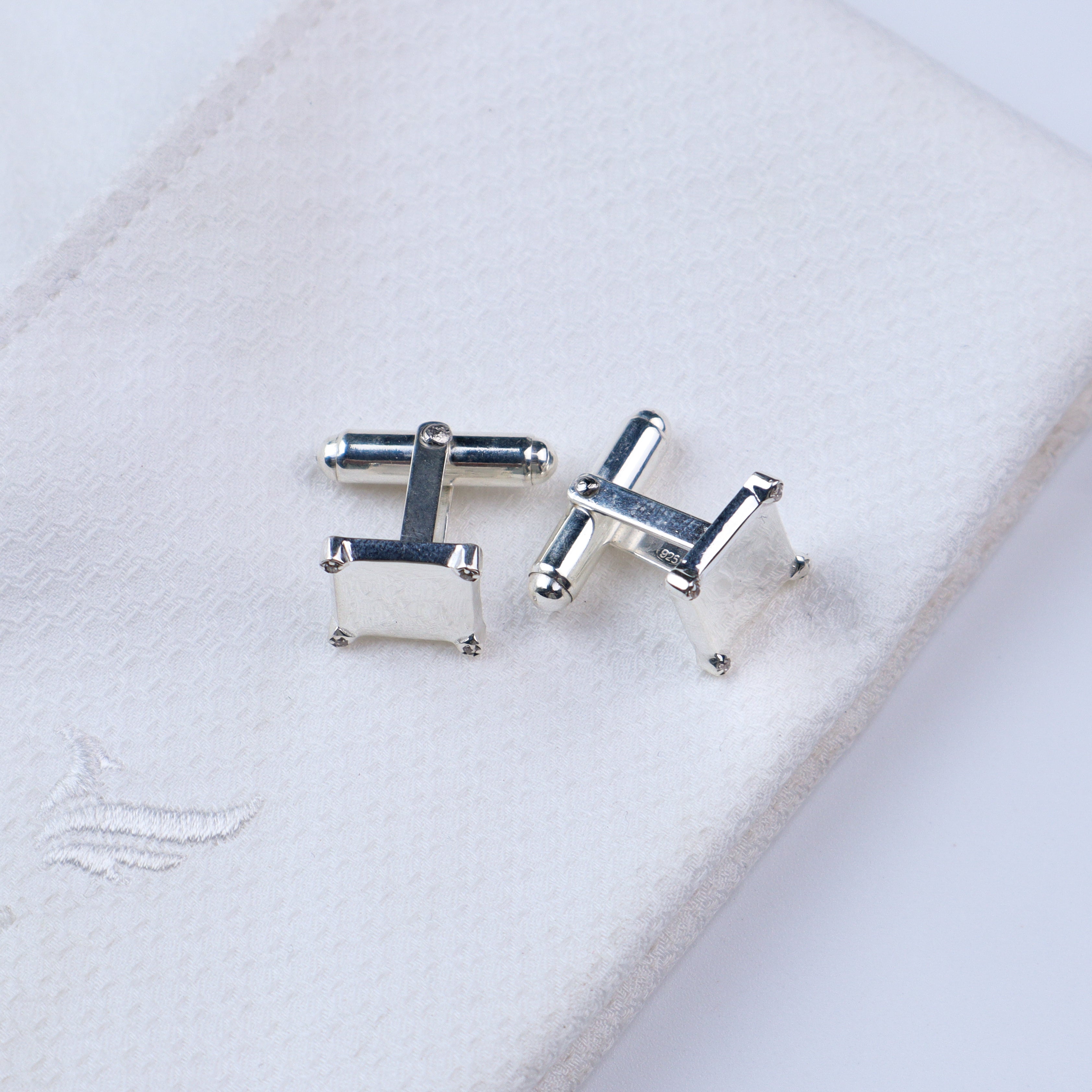 Silver CZ Square Cufflinks | 92.5 Silver