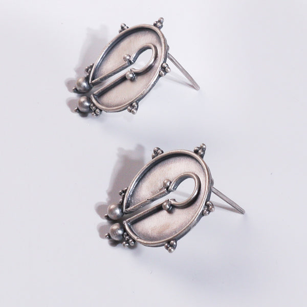 Oxidized Tribal Earring: Small