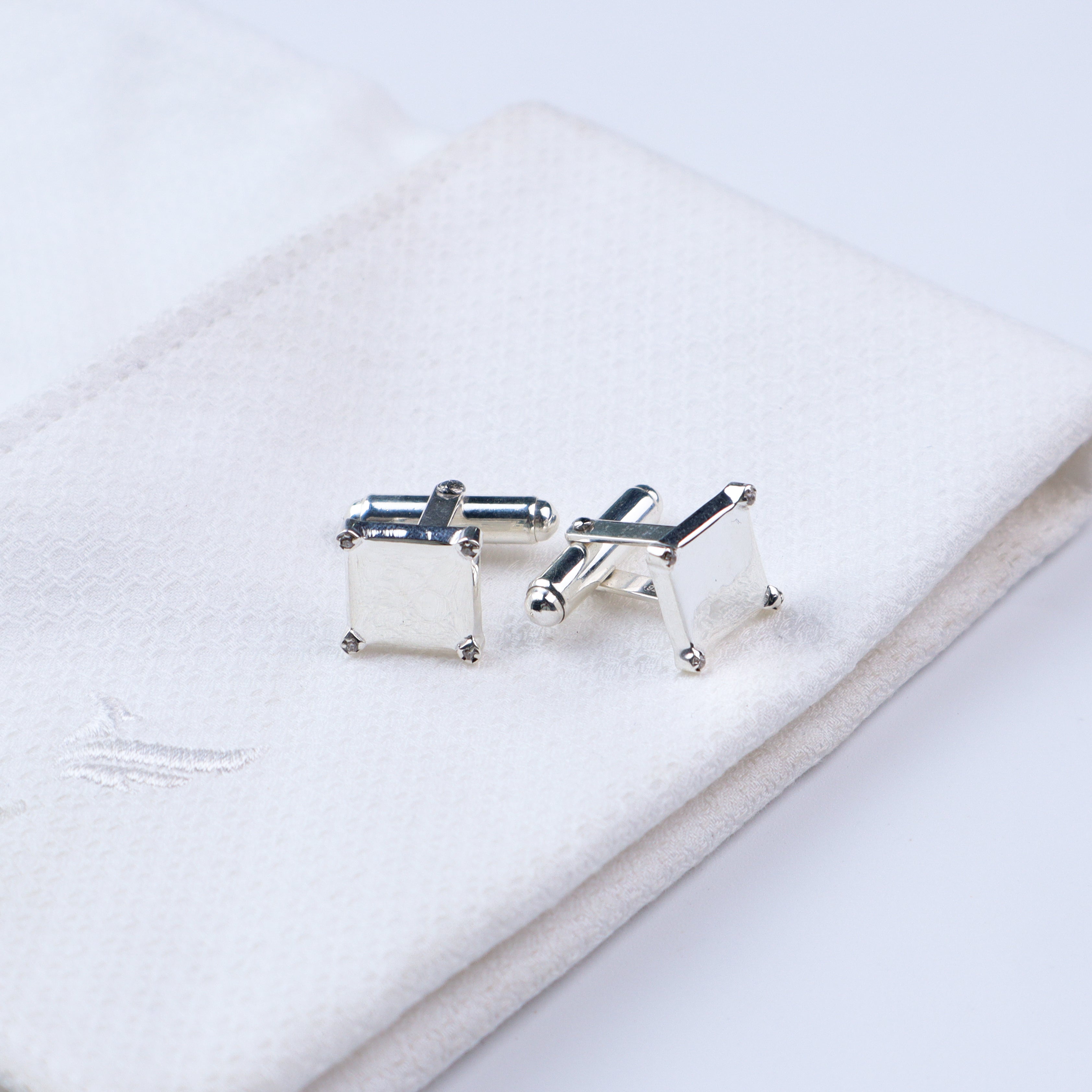 Silver CZ Square Cufflinks | 92.5 Silver