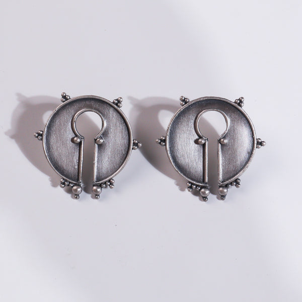 Oxidized Tribal Earring: Small