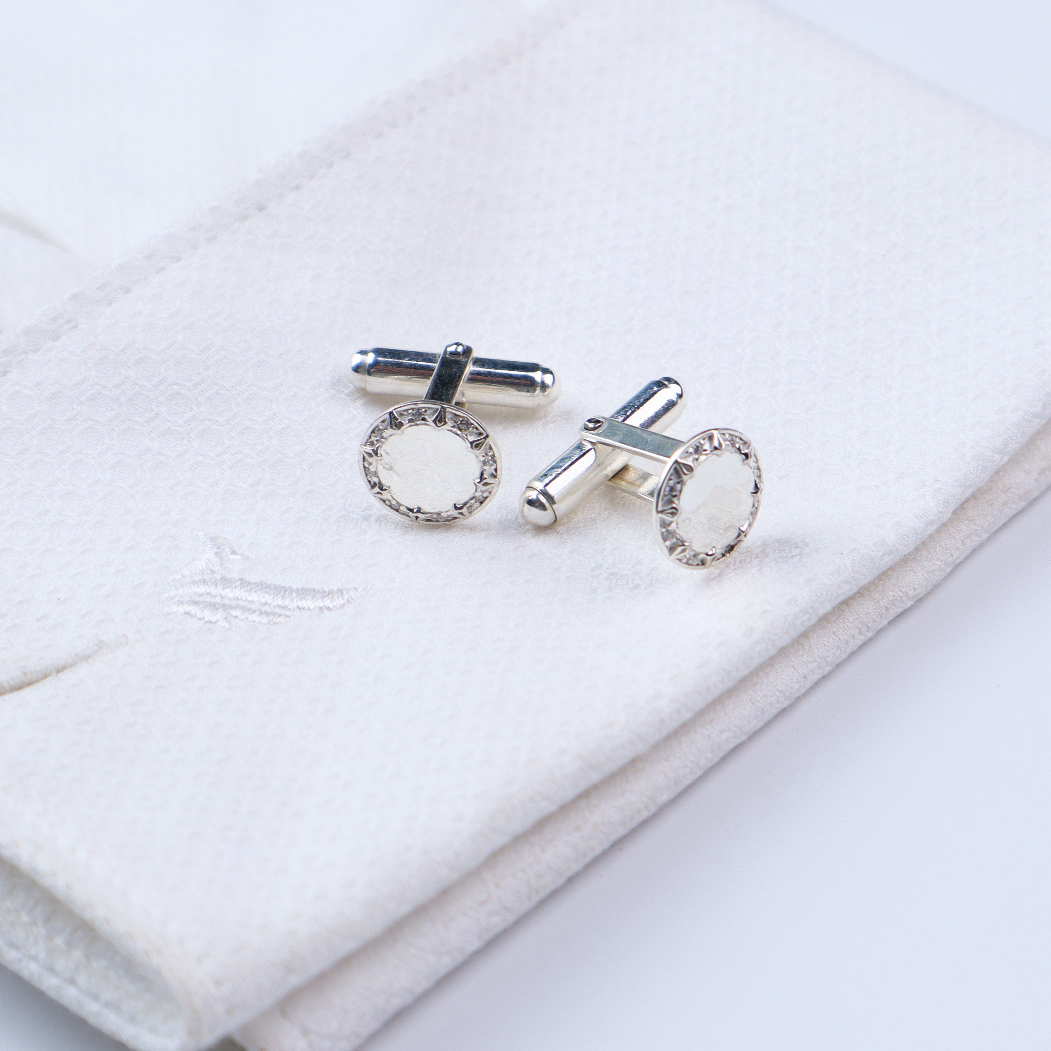 Silver CZ Circle Cufflinks | 92.5 Silver