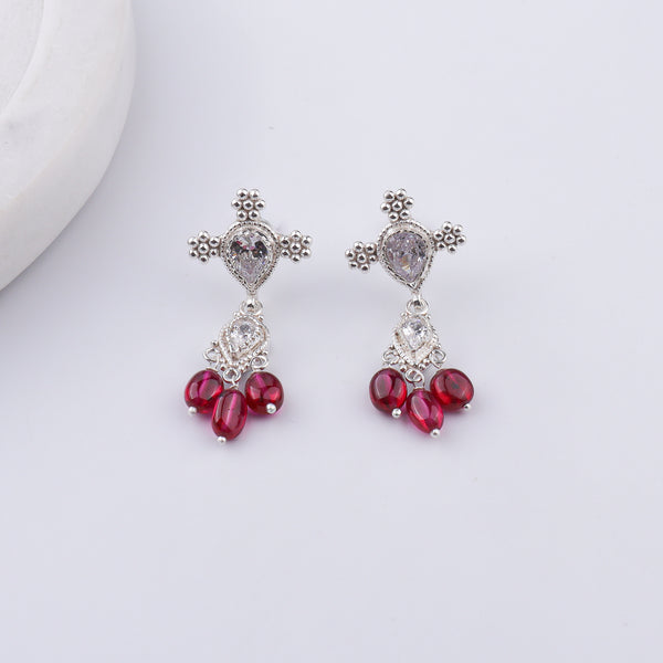 Silver CZ Kudi Tanmani Set with Rubies & Russian Quartz