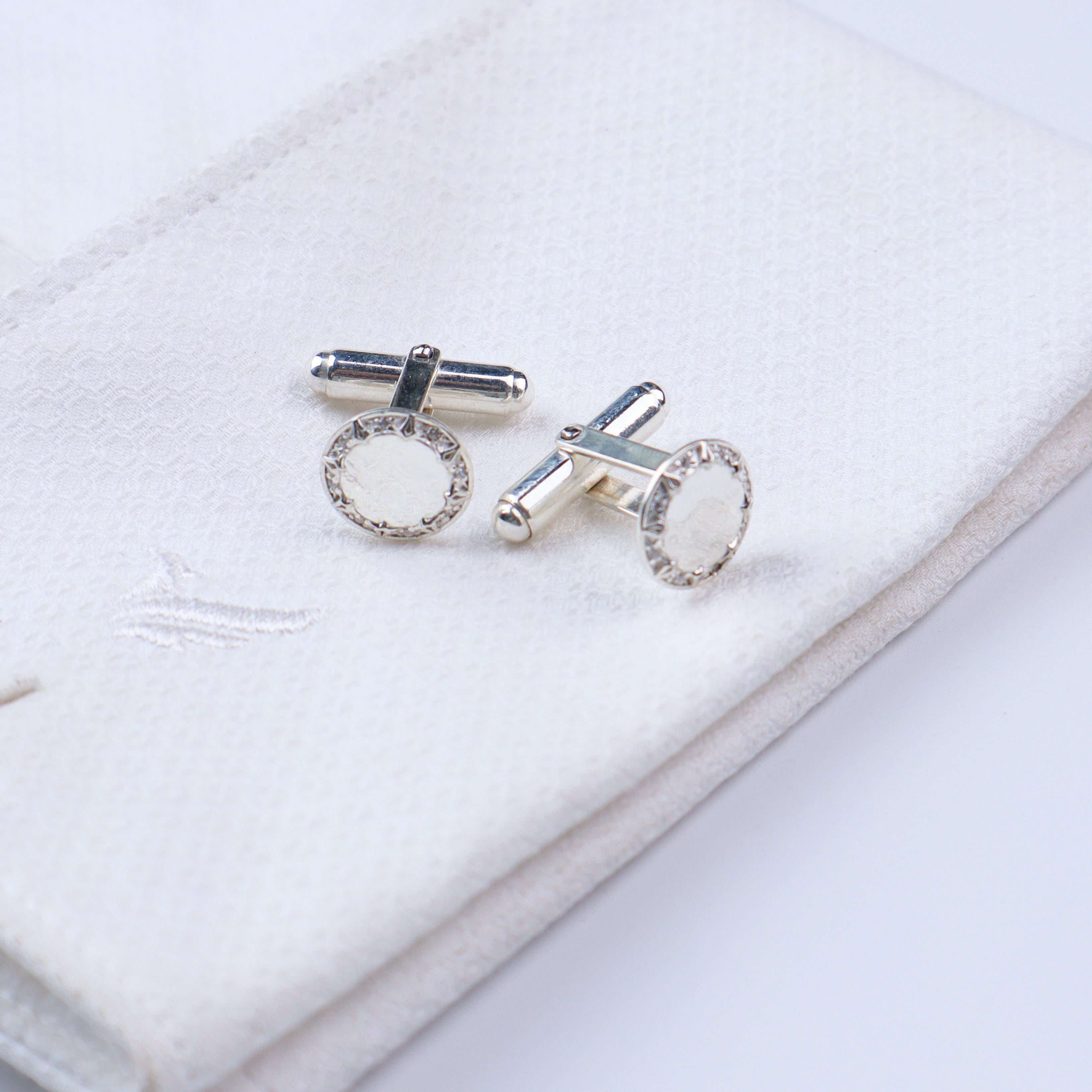 Silver CZ Circle Cufflinks | 92.5 Silver