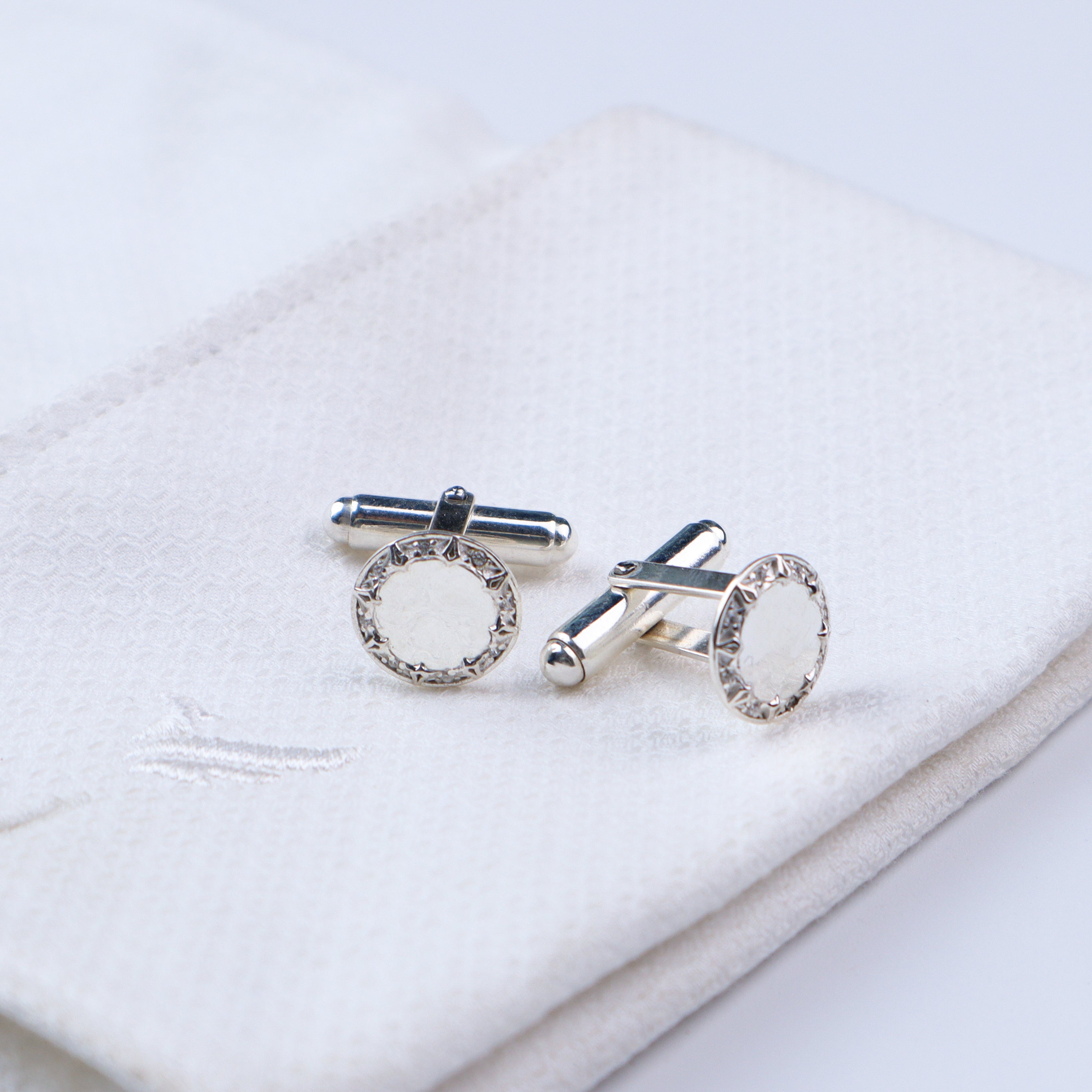 Silver CZ Circle Cufflinks | 92.5 Silver