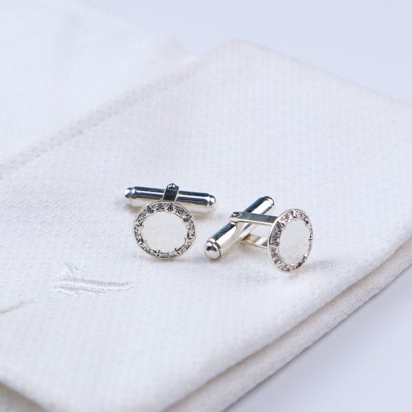 Silver CZ Circle Cufflinks | 92.5 Silver