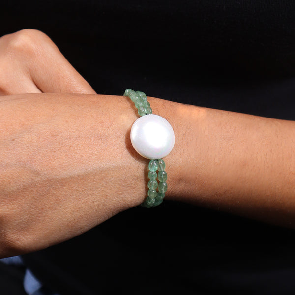 Rusian Quartz & Coin Pearl Bracelet