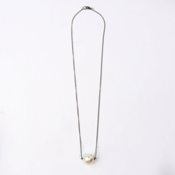 Detailed view of the Pearl Chain Fashion Necklace highlighting intricate chain detailing, pearl texture, and refined finish
