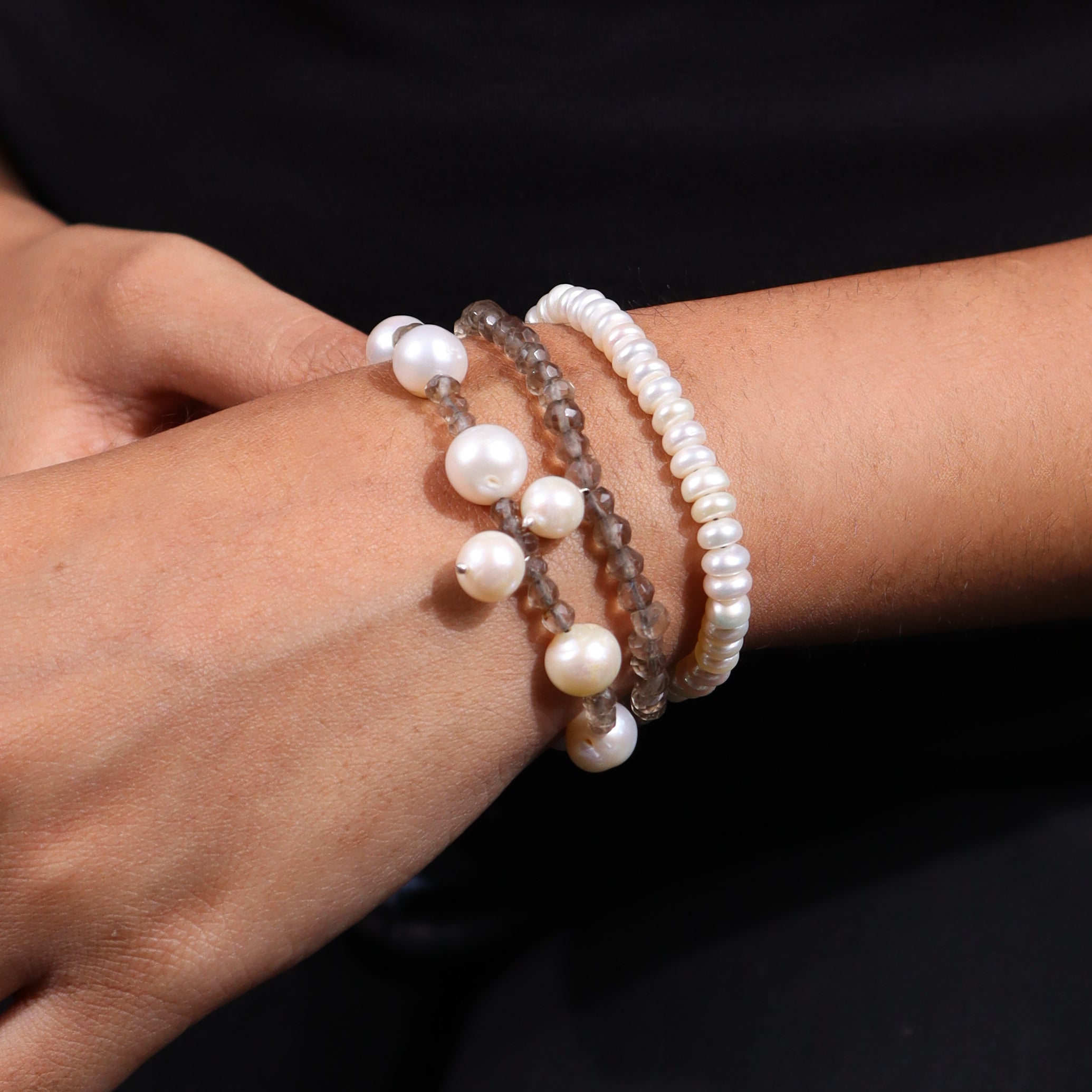 Smoky Quartz & Freshwater Pearl Bracelet