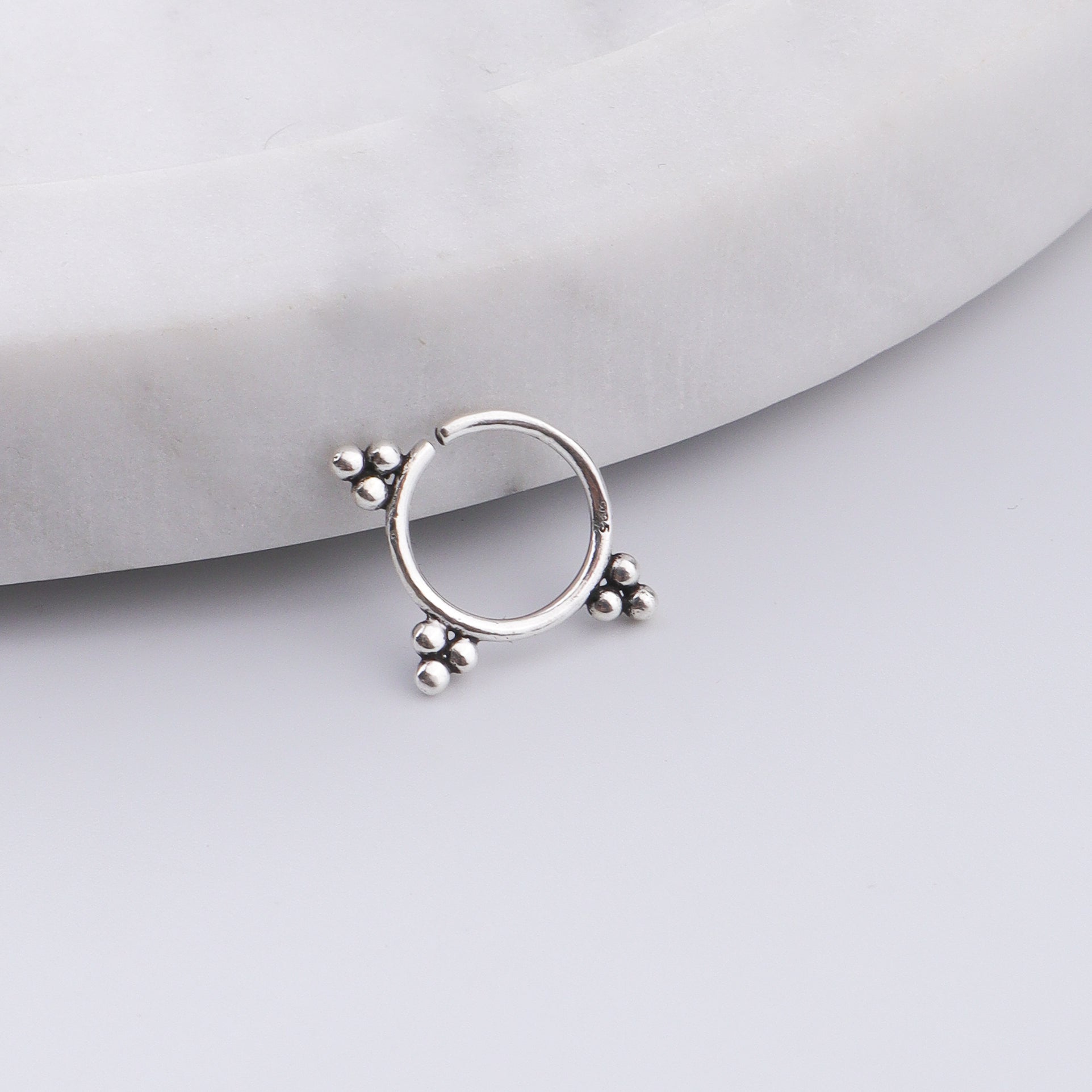Oxidised Trinity Septum Cum Nose Ring (Pierced)
